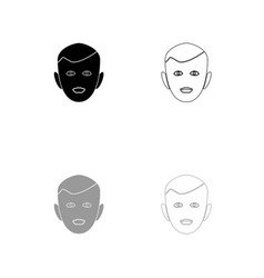 Little Boy Face Black And Grey Set Icon