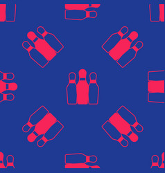 Red Bowling Pin Icon Isolated Seamless Pattern