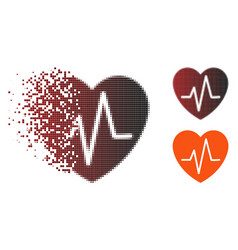 Broken Pixel Halftone Heart Ekg Icon