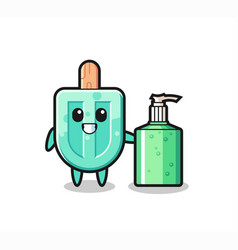 Cute Popsicles Cartoon With Hand Sanitizer