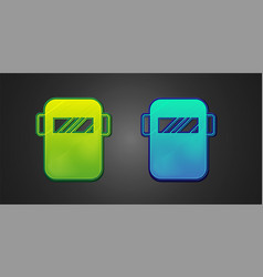 Green And Blue Protective Welding Mask Helmet Icon