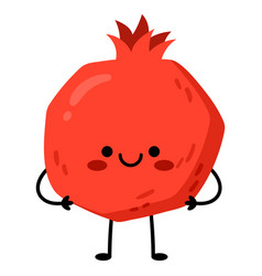 Cute Cartoon Character Red Pomegranate Fruit