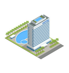 Isometric Motel Or Hotel Building Modern Hotel Or