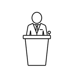 Simple Man In Pulpit Line Icon Public Speaking