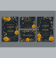 Wedding Invitation With Yellow Flowers And Leaves