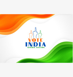 Indian Voters Finger Tricolor Background For