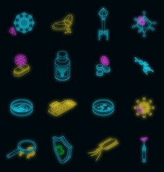 Antibiotic Resistance Icons Set Neon