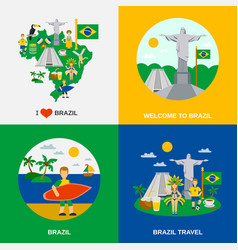 Brazilian Culture 4 Flat Icons Square