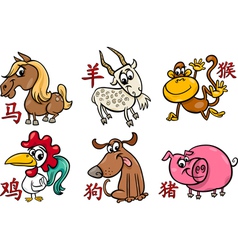 Chinese cartoon zodiac signs Royalty Free Vector Image