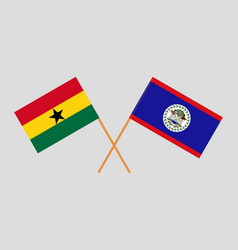 Crossed Flags Of Ghana And Belize Official Colors