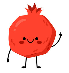 Cute Cartoon Character Red Pomegranate Fruit