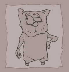 Monochrome Drawing A Cartoon Cat Squinting