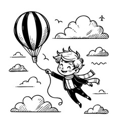 Boy Is Flying A Hot Air Balloon