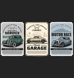 Retro Car Repair Service Motor Race Poster