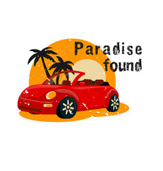 Summer Background With Auto Sea Beach Palm