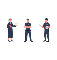 Law Enforcement Workers Flat Color Faceless