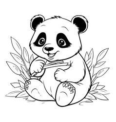 Black And White Of A Panda Bear Sitting