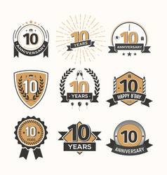 Tenth birthday anniversary card Royalty Free Vector Image