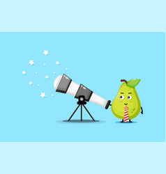 Cute Pear Mascot Are Looking At Stars