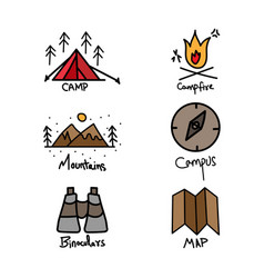 Handdrawn Travel And Camp Icons