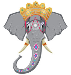 Hed Of Elephant Decorated With Crown