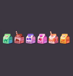 Set Of Cute Kawaii Milk Juice Carton Characters