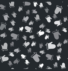 Grey Oven Glove Icon Isolated Seamless Pattern