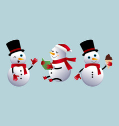 Set Of Cartoon Snowmen In Different Poses