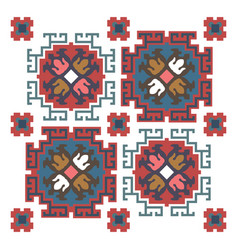 A Cross Stitch Pattern With A Red And Blue Design