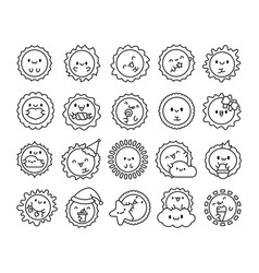 Cute Kawaii Sun With Face Coloring Page