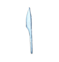 Watercolor Of A Disposable Plastic Fork Realistic