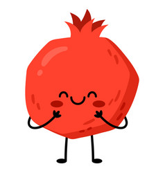 Cute Cartoon Character Red Pomegranate Fruit