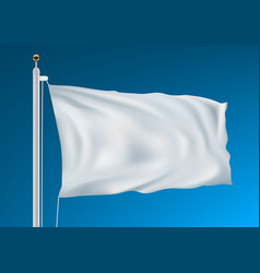 Empty White Clear Flag Waving In Clean Blue Sky