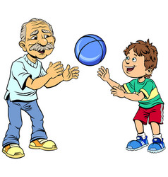 Grandfather And Grandson Playing Ball