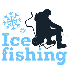 Ice Fishing Silhouette Fisherman Sitting