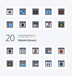 20 Website Element Line Filled Color Icon Pack