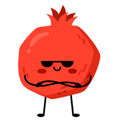 Cute Cartoon Character Red Pomegranate Fruit