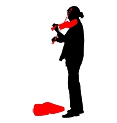 Silhouette Street Violinist On White Background