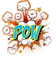 Word Pow On Comic Cloud Explosion Background