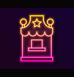 Glowing Neon Line Ticket Box Office Icon Isolated