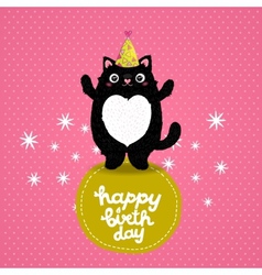 Download Happy birthday card background with a cat Vector Image