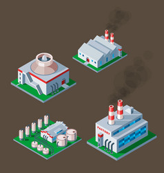 Isometric Factory Building Icon Industrial Element