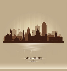 Des Moines Iowa City Skyline Silhouette