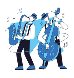 Pair Of Male Characters Playing Jazz Music Concept