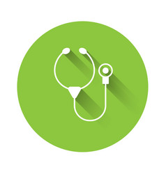 White Stethoscope Medical Instrument Icon Isolated