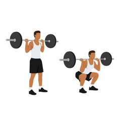 Man Doing Barbell Squat Exercise Flat