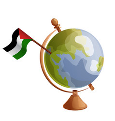 Palestine Flag Pole On Globe