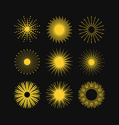 Golden Like Abstract Isolated Round Sunburst Icons