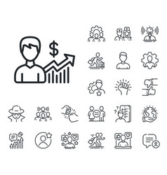 Business Results Line Icon Dollar Sign