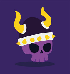 Isolated Cute Skull With A Viking Helmet